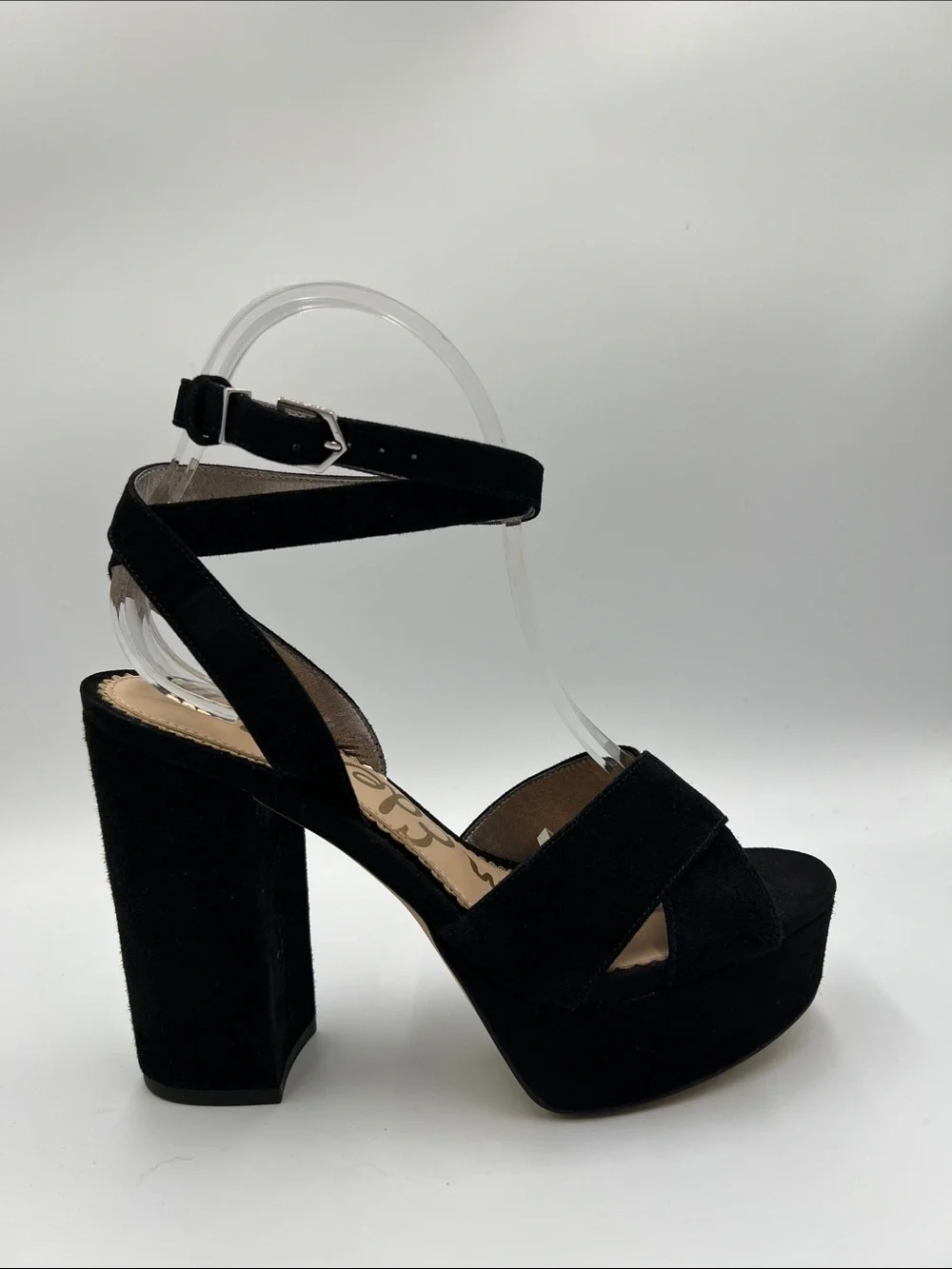Sam Edelman Black Suede Platform Block Heel Sandals